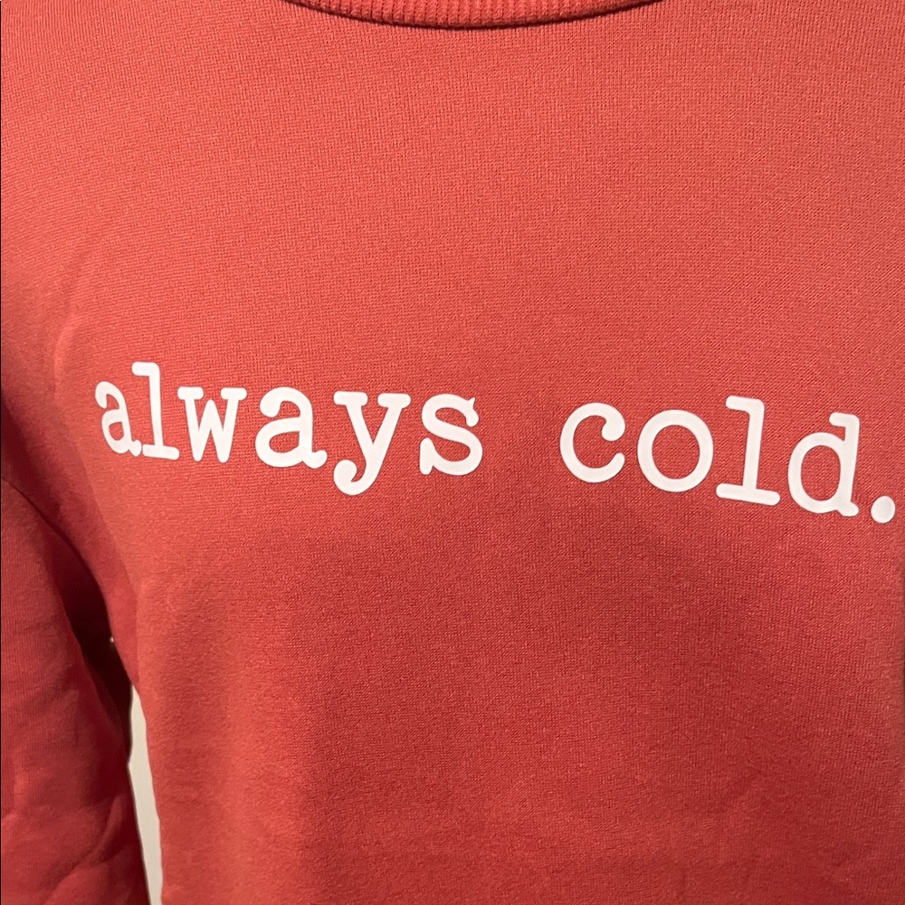 SHEIN Red Crewneck “always cold” Sweatshirt | Size L 8/10 - Picture 4 of 12